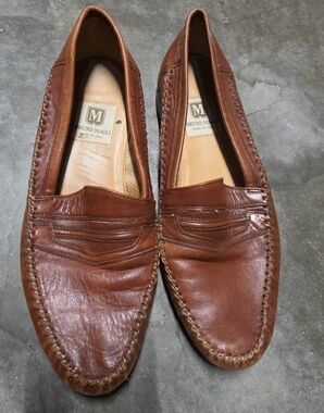 Bruno Magli Men’s Brown Leather Penny Loafers